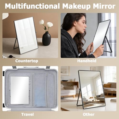 Espejo de maquillaje rectangular ajustable para tocador miniatura 6