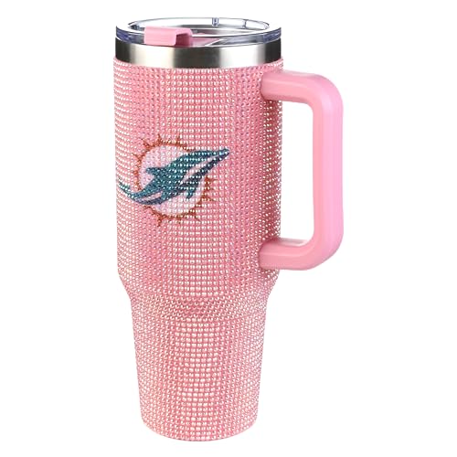 Image of The Memory Company Officially Licensed 40oz Pink Bling Game Day Tumbler, Miami Dolphins