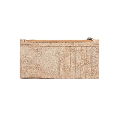 Image of HOBO Carte Leather Minimalist Card Case with Zip Pocket for Cash, Business Card Holder, Protective ID Window, and Slim Design for Travel, Gold Leaf