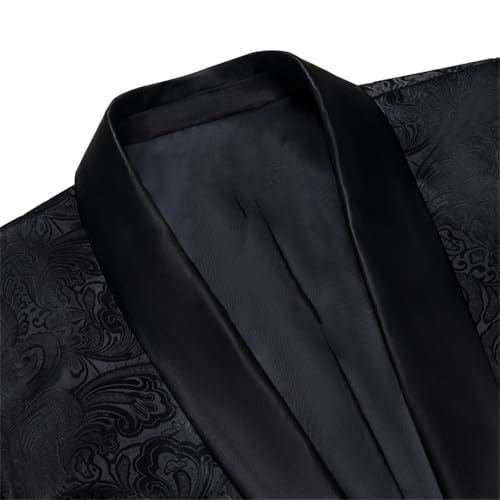 Men's Black Fleece Blazer Floral Business Wedding and Party Dress4