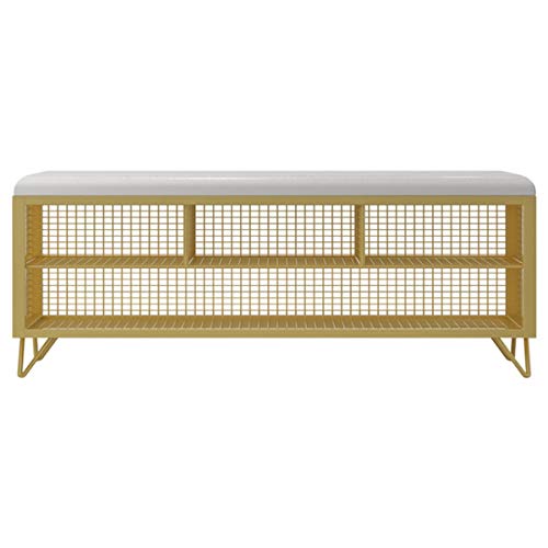 CHL Bancos Zapateros Entrada Moderno Dorado Multifuncional Banco Pie de Cama Reposapies Salon (Color : Gold, Size : 120x35x47cm)