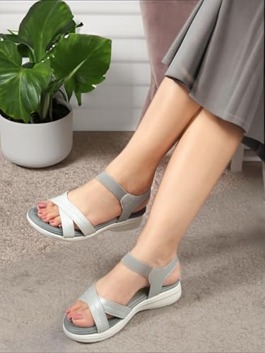 Image of Carlton London women's Cross Strap Adjustable Comfort Sandals