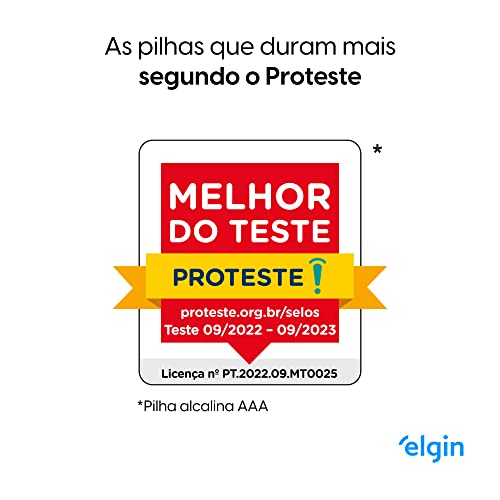 Pilha Alcalina, Elgin, Palito AAA, Blister com 4