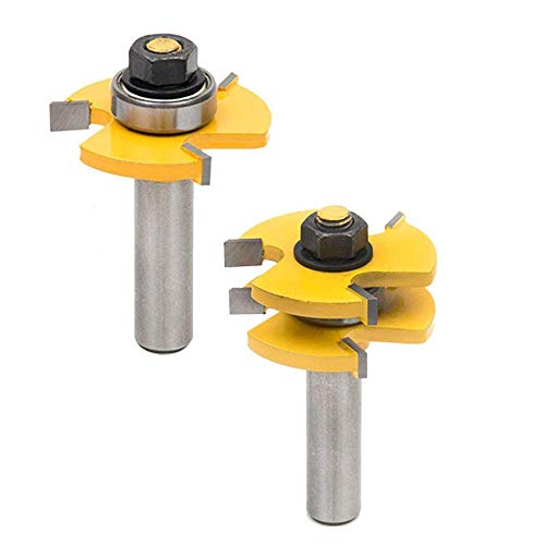 'srol 2 piezas Groove y Tongue Router Bit  Fresadora 1/2 Shank Madera Edición fresar Madera Schneider Herramientas para graviermaschine trimmmasc Hine