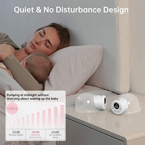 Tsrete Breast Pump, Double Wearable Breast Pump, Electric Hands-Free Breast Pumps With 2 Modes, 9 Levels, Lcd Display, Memory Function Rechargeable Double Milk Extractor-24Mm Flange, White #TOP3