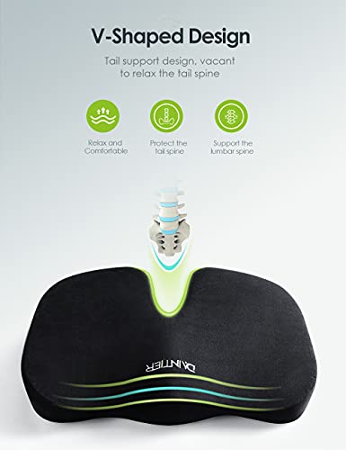 Daintier Chair Seat Cushion, Office Cushion Memory Foam Comfort Cushions For Car Truck Driver Travel Wheelchair, Thick Chair Pillow For Relief Lower Back, Tailbone, Sciatica, Hip Pain,Coccyx #TOP2