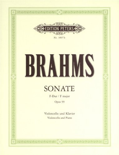 EDITION PETERS BRAHMS JOHANNES - SONATA IN F OP.99 - CELLO AND PIANO Classical sheets Cello by Ed: Klengel Brahms