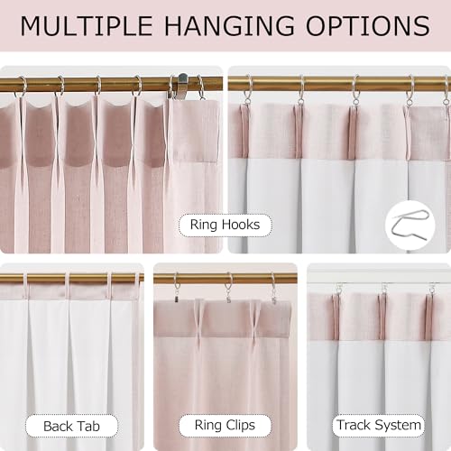 Vision Home Pink Pinch Pleated Light Filtering Curtains 102 inch Length - image 3