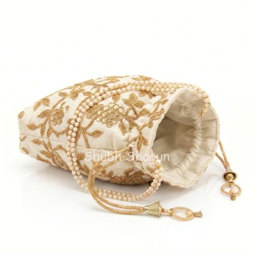 Image of Woman's Silk Hand Work Handbag Potli Bag