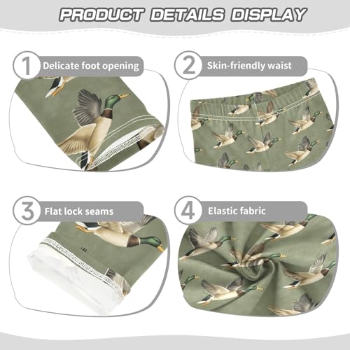 Girls Leggings Soft Toddler Ankle Length Bottoms Mallard Ducks Kids Dance Yoga Pants 4-10 Years3