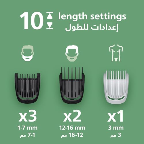 Image of Philips 8-in-1 Multi Grooming Kit MG3940 /15 | Beard, hair & nose trim | Adjustable 3-7 mm comb + hair & body combs | 70 min cordless | Washable attachments | USB-A charging | Pouch