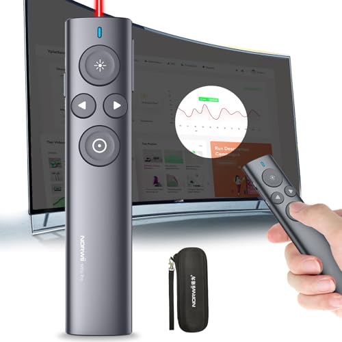 norwii presentation clicker with digital pointer for tv led lcd screen presentation remote slide clicker wireless presenter with highlight magnify mouse left click - n95s pro 32gred light