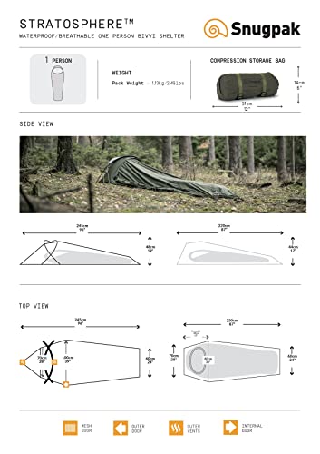 Snugpak 92860 Stratosphere Bivvi One Person Shelter Olive, olivgrün, Einheitsgröße