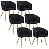  EUGAD 0659BY-6 Esszimmerstuhl 6er Set Polsterstuhl Design mit Lehne, Retrostuhl mit Samt Sitzfläche und Metallbeinen, Moderne Esszimmer Stühle Gold Beine Schwarz