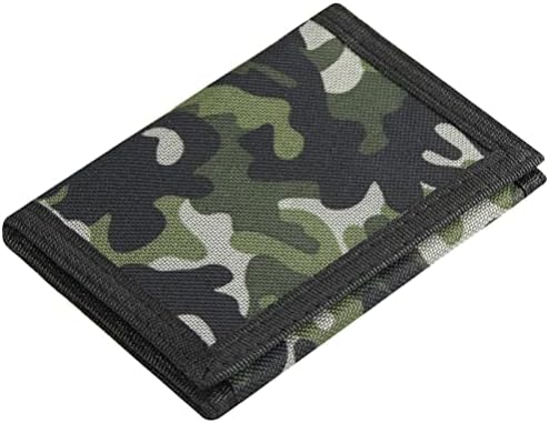 Lamiza Kids Wallet for Boys Girls Teens Trifold, Canvas Toddler Wallet for Boys, Cute Zipper Wallets Youth with Coin Pocket and Card Holders, Novelty Wallets for Childrens Birthday Gifts (Camo green)