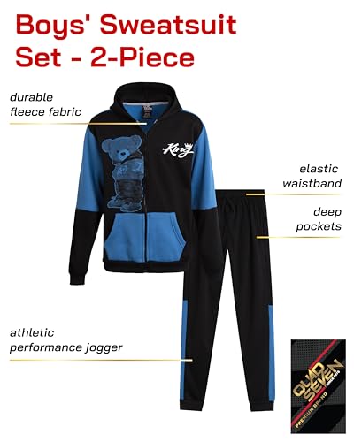 Quad Seven Boys' Sweatsuit Set - 2-Piece Active Fleece Hoodie Sweatshirt and Joggers Sweatpants for Boys (Sizes: 4-14)2