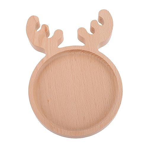 Alipis Wooden Deer Head Snack Dish Style Food Plate for Christmas Natural Serving Saucer for Snacks and Treats