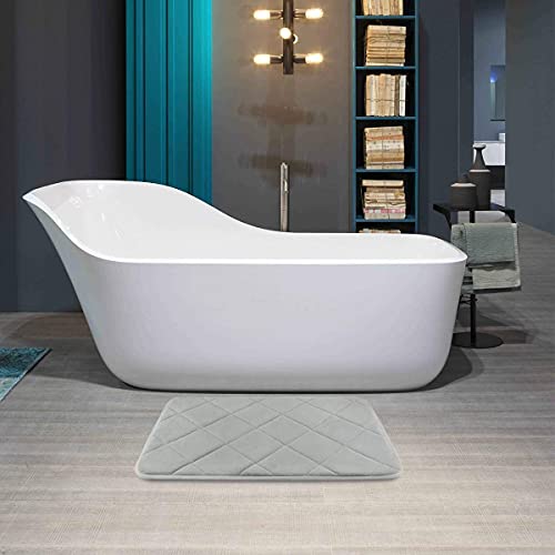 Findnew Non-Slip Soft Microfiber Memory Foam Bath Mat,Toilet Bath Rug,With Non-Skid Bottom Washable Quickly Drying Bathroom Mats (16" X 24", Gray-Net) #TOP2