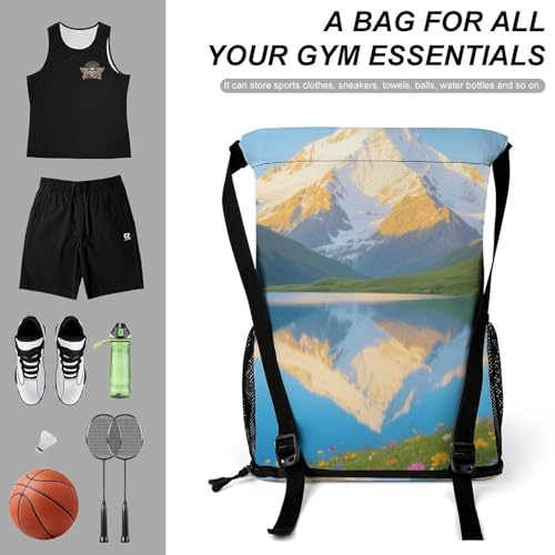 Mochila de gimnasio con estampado de paisajes nevados para conectar con la naturaleza 3