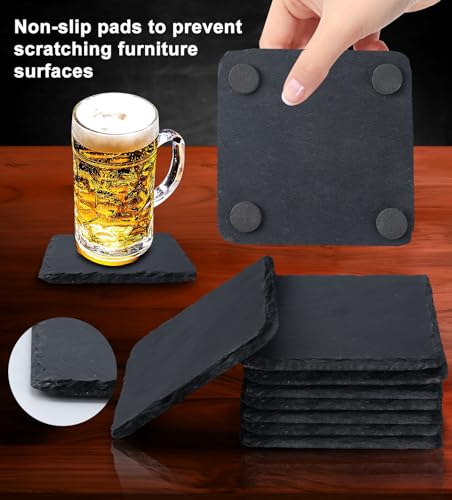 40 Black Slate Coasters, 4Inch Blank Slate Coaster for Engraving Decoration, Slate Coasters Bulk Suitable for Office Coffee Table Kitchen Home (20 PCS Round and 20 PCS Square) by MATT SAGA - Used condition - Image 6
