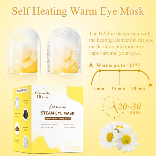 FRSHMORN Steam Eye Mask, Self Heating Warm Compress for Eyes, Disposable Heated Eye Mask, Portable a