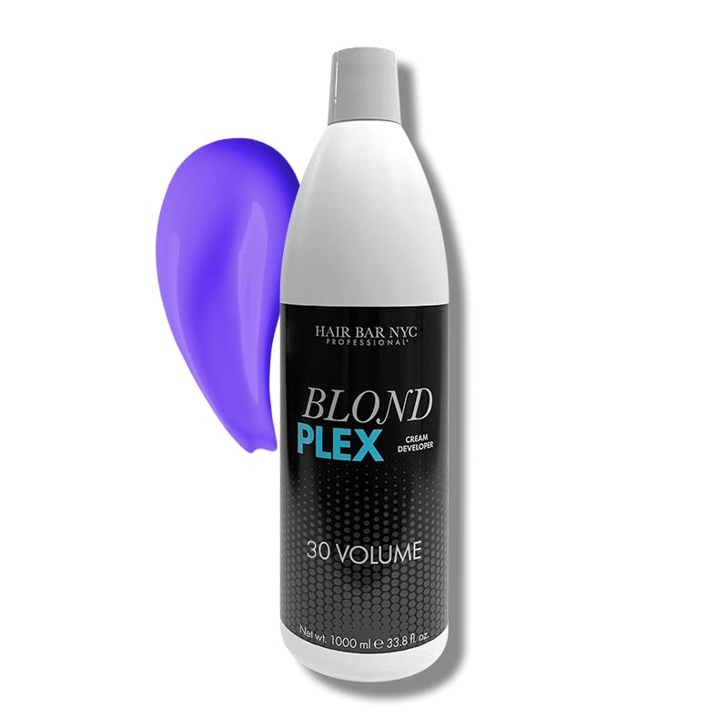 Blond Plex 30 Volume (Anti-Yellow) Professional Lightening System for Charcoal Hair Bleach - Violet Peroxide Developer infused with Collagen - Great for Sensitive Scalps 33.8oz / 1lt by Hair Bar NYC