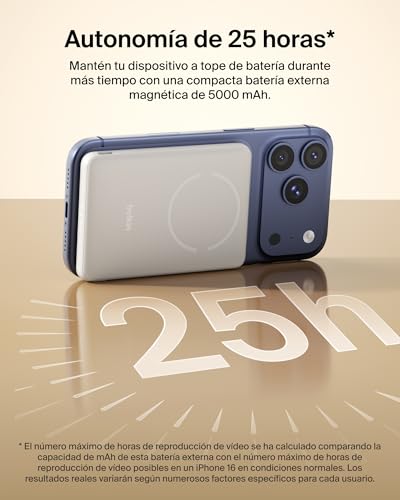 Batería Magnética Delgada Belkin Qi2 5000mAh que Elimina Cables en iPhone y Android 3