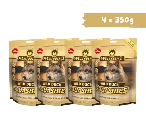 Wolfsblut Squashies Wild Duck SB - Hundesnack – getreidefreie Softsnacks mit Entenfleisch & Moringa – für kleine Hunde – Ergänzungsfuttermittel – 4 x 350g - Kroketten in Small Breed