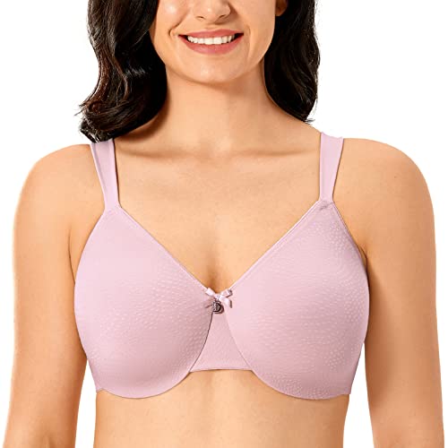 Delimira Women's Minimiser Bra Full Coverage Smooth Support Underwired Bras Minimizer Bra Gentle Rose 40F