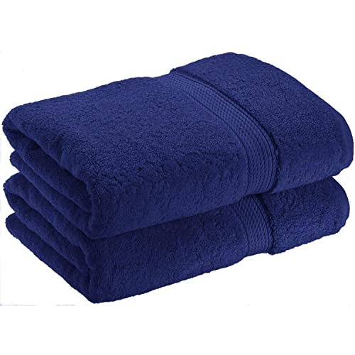 NAUSHA 2 x Super Large Bath Sheets Towels (80 x 140cm) 100% Egyptian Cotton 600 GSM, Royal Blue, 80 x 140 cm