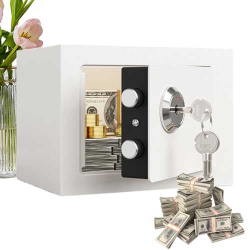 Coffre-fort,Coffre-Fort Domestique à Serrure Mécanique - Coffret Argent Ignifuge Portable pour Objets de Valeur, Documents, Personnel, Intérieur, Voyage, Maison, Appartements,