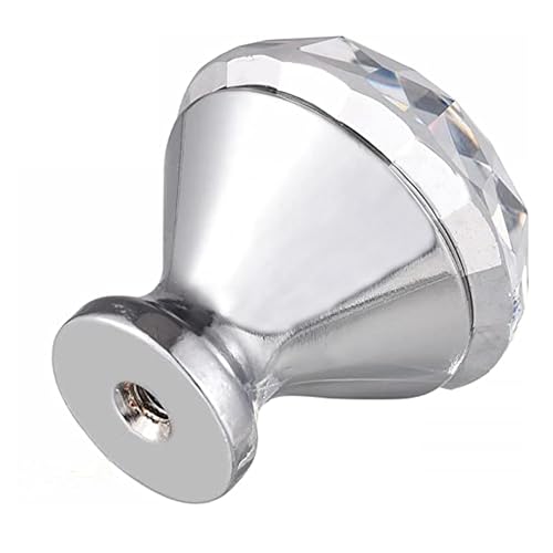 Image of Clear Glass Crystal Cabinet Knobs /Glass Dresser Knobs Pack of 8 (30mm) (Chrome Diamond knobs)