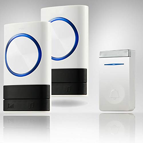 Self Powered Wireless Doorbell, No Batteries Required for Remote Button and Receiver,1 Remote Button and 1 Plug in Receiver with 45 Chimes, 5 Volume Levels (1 remote button & 2 plug in receiver)