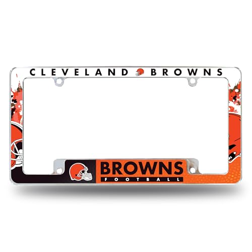 Rico Industries NFL Football Cleveland Browns Primary 12" x 6" Chrome All Over Automotive License Plate Frame for Car/Truck/SUV