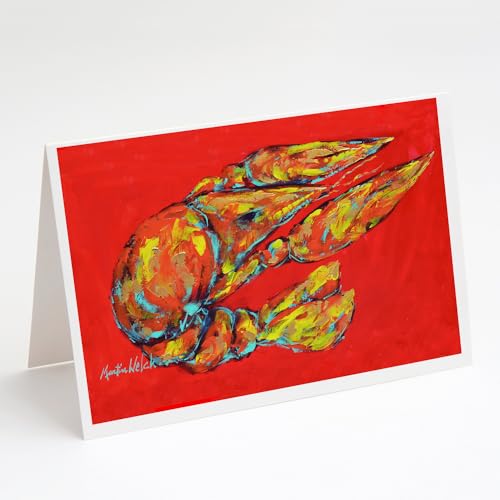 Caroline's Treasures Reach for the Claws Greeting Cards Pack of 8 Blank Cards with Envelopes Whimsical A7 Size 5x7 Blank Note Cards