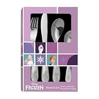 Frozen Die Eiskönigin Kinderbesteck Set 4-teilig - Edelstahl rostfrei mit Messer, Gabel, Suppenlöffel und Dessertlöffel - geprägtes Motiv mit Elsa, Anna und Olaf - spülmaschinengeeignet, kindgerecht