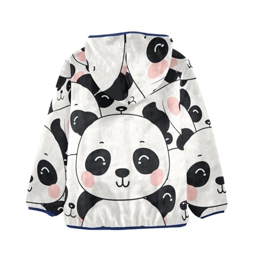 Boys Girls Fleece Jacket Cartoon Adorable Panda Print Kids Warm Hooded Outwear Coat2