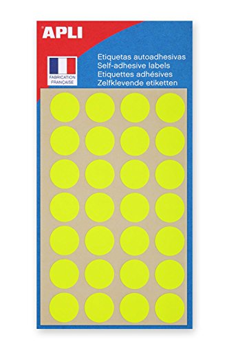buste di 5 fogli di 28 pastiglie Diametro 15 mm.Adesivo permanente.Pastiglie rotonde di colore in buste di colore unita o coordinato per segnare i vostri documenti, pianificazione, Inventari, marchio di piani, hobby creativi.Scrittura manuale possibile.