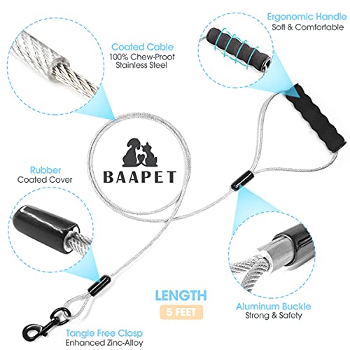 Baapet 5 Feet Chew Proof Dog Leash With Coated Steel Cable And Soft Padded Handle Dog Leashes For Small, Medium And Large Dogs (White) #TOP1