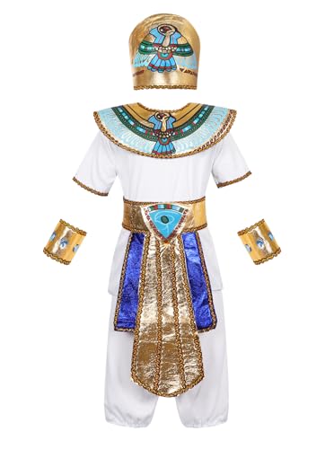 Pharaoh Costume Kids Egyptian Costumes for Boys Party Fancy Dress up 8-10Y