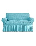 BLUESURGE Loveseat Slipcover 1 Piece for 2 Cushion Couch Sofa Cover with Skirt, Durable Washable Hig