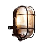 Status Turin IP44 Outdoor Bulkhead Wall Light Fitting, E27 7W Compatible Exterior Lantern for Garden & Porch Lighting, Black (60SIBHBX2)