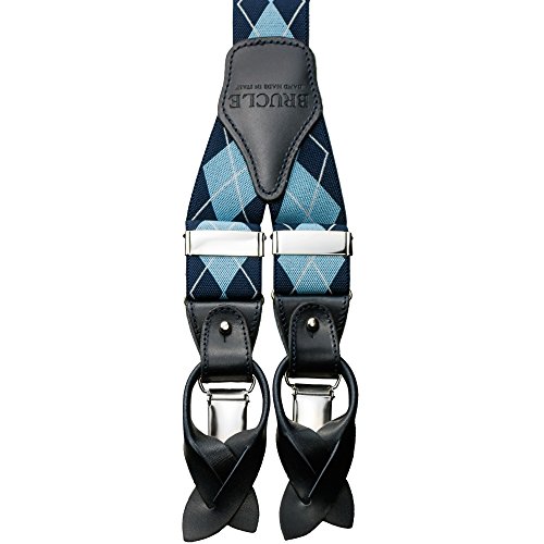 BRUCLE bretelle uomo elastico e pelle doppio uso