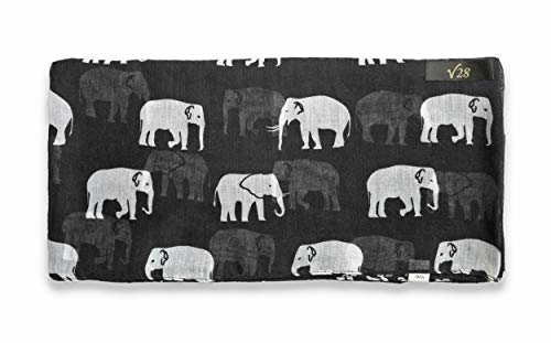 Gorgeous Elephant Print Long Scarf Shawl Sarong, Black #TOP4