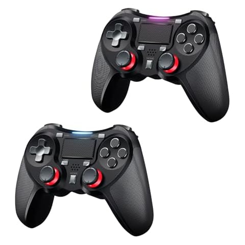 TERIOS Wireless Controller for PS4/PS4 Pro/PS4 Slim, 2 Pack Conotroller with Audio Jack, Bult-in Speaker (Standard and Hall Effect) Cover