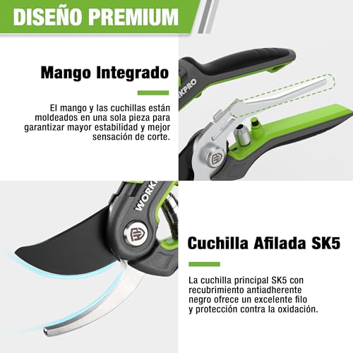 Miniatura 4 de Workpro Tijeras De Podar 2 Piezas Curva Y Recta