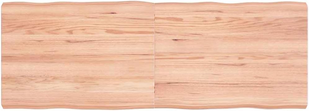 Solid Wood Live Edge Table Top 55.1x19.7 Inch Light Brown Treated Oak Replacement Board for Indoor Outdoor Coffee Desk Patio Dining