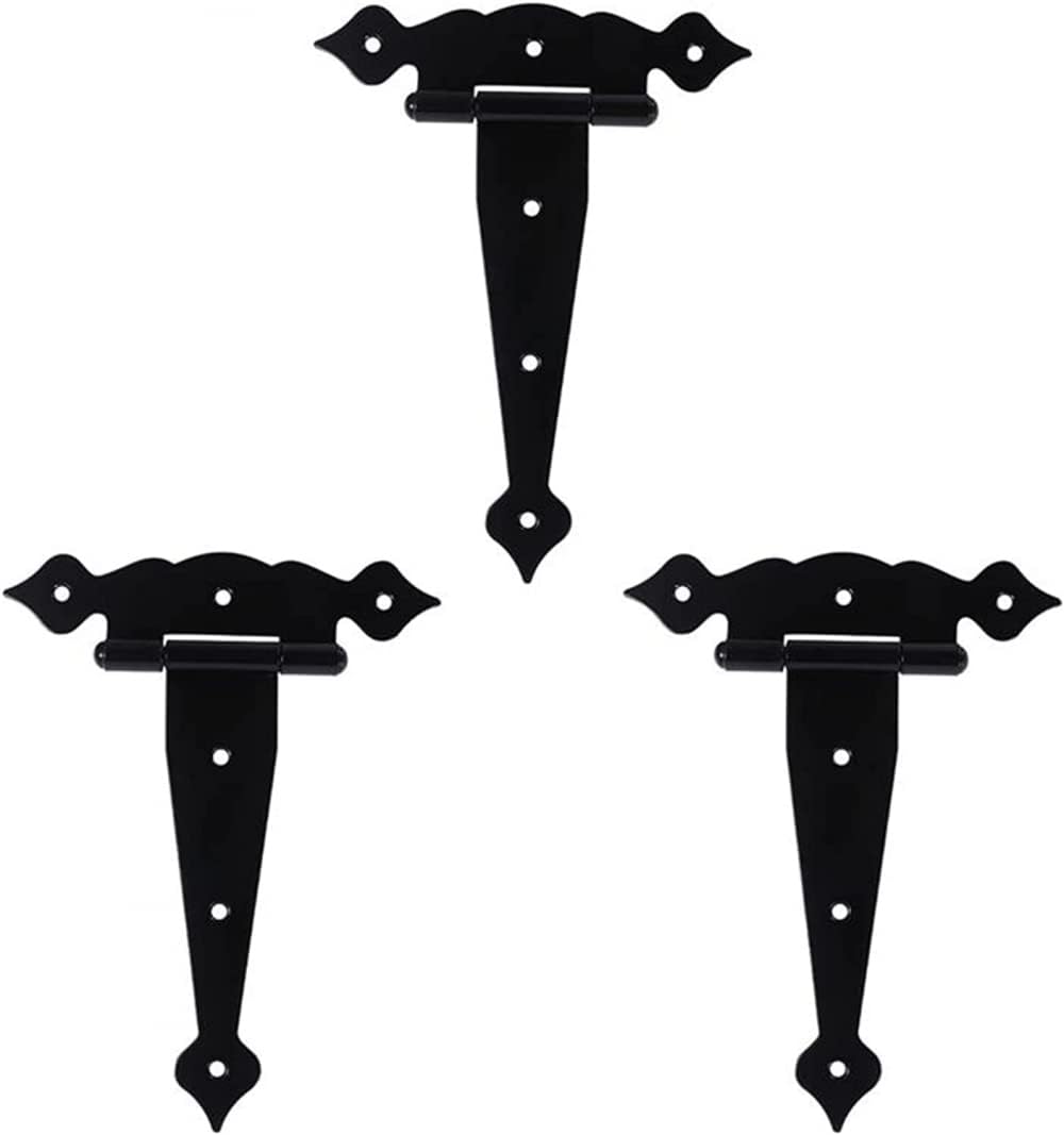 DIY Hardware Manufacture 3pcs 5/6/8 Inch T Type rustproof Iron Light shed Hinge Door with Hinge Door Hinge-Black||16X13X1CM