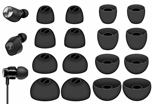 8 Pairs Compatible with Sennheiser CX Plus/Momentum 2 Ear Tips, XS/S/M/L 4 Size Replacement Soft Flexible Silicone Eartips Earbuds Accessories Compatible with Sennheiser CX 300S - Black