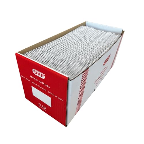 DHP   Espiral Metálica para encuadernar, paso 5:1, 32 mm, Blanco (Caja 50 unidades)